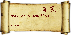 Mateicska Bekény névjegykártya